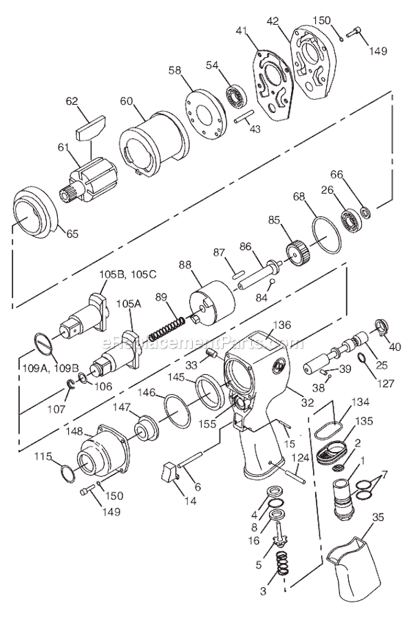 Page A Diagram and Parts List for CP6760RS1 T025311 Chicago Pneumatic Wrench